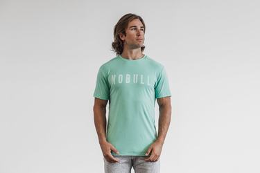 Nobull Men's T Shirts Light Turquoise | Australia (BJ2054)